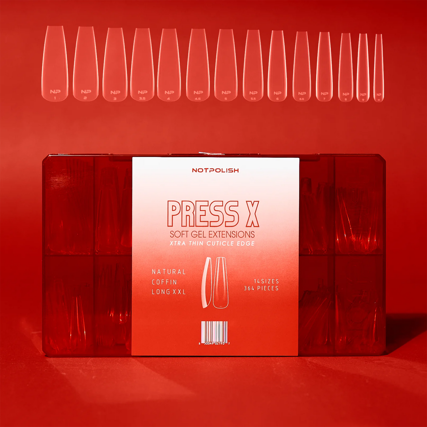 Not Polish NATURAL COFFIN LONG XXL PRESS X- TIP CASE 630 PCS