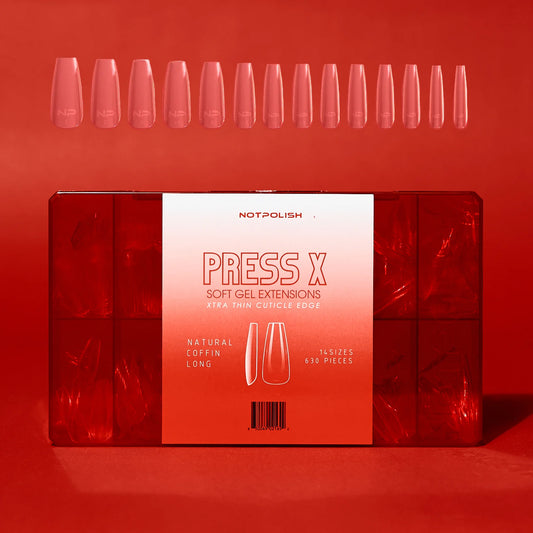 Not Polish NATURAL COFFIN LONG PRESS X- TIP CASE 630 PCS
