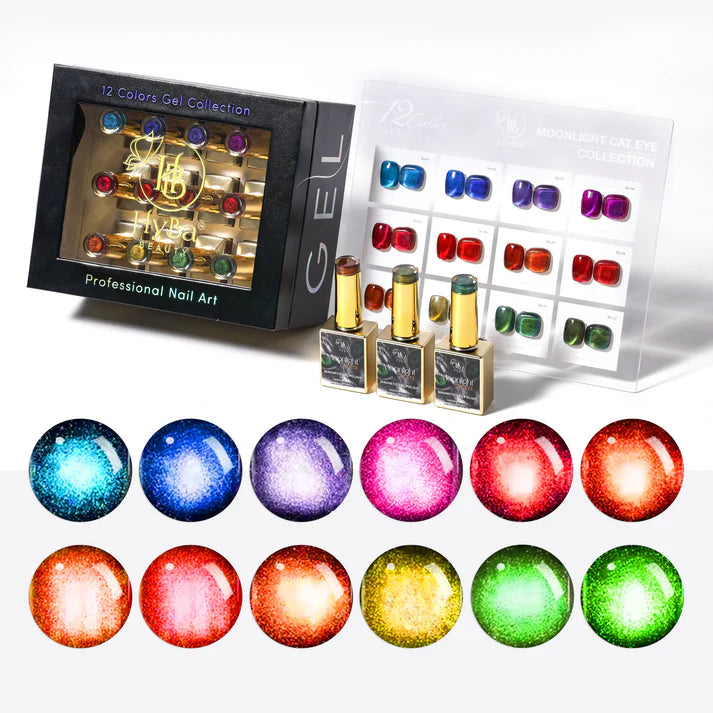 Hyba MOONLIGHT Cat Eye Collection - Magnetic Gel Polish - 12 Colors
