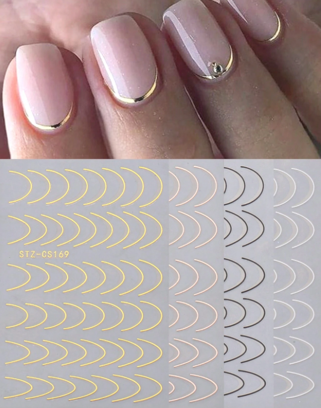 4pcs French Manicure Strip Nail Stickers
