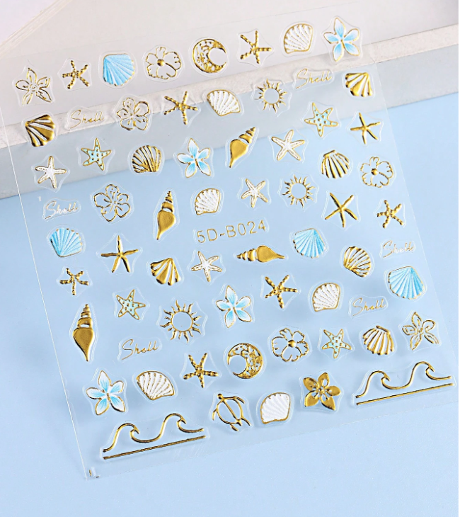 1pc Summer Ocean 5D Nail Sticker