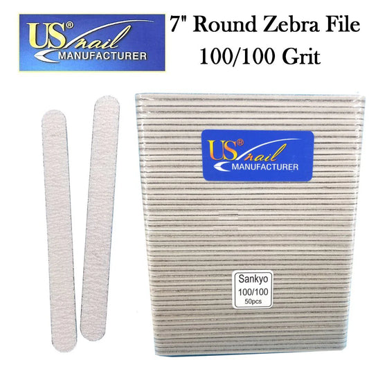 US Nail 7" Round Zebra File 100/100 (50pcs)