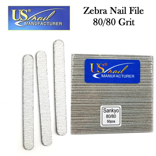 US Nail 5" Zebra File 80/80 (50pcs)