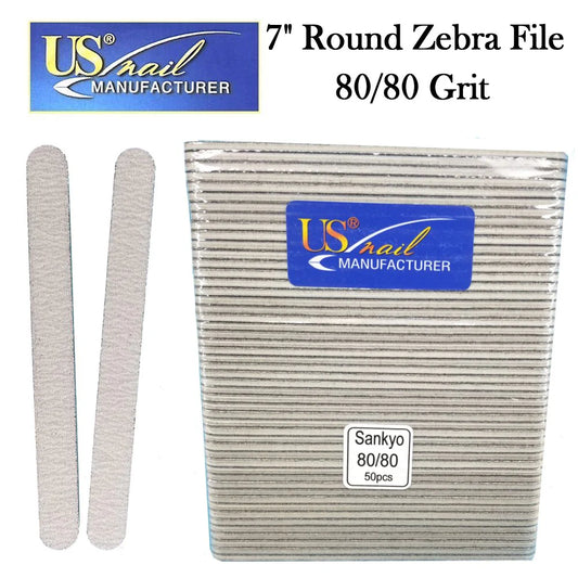 US Nail 7" Round Zebra File 80/80 (50pcs)