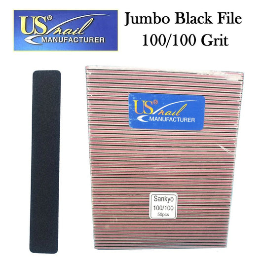 US Nail 7" Jumbo Black File 100/100 (50pcs)