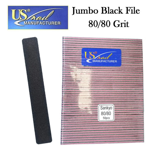 US Nail 7" Jumbo Black File 80/80 (50pcs)