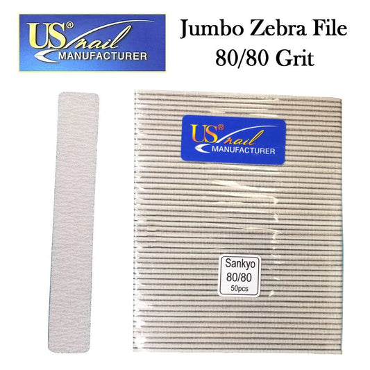 US Nail 7" Jumbo Zebra File 80/80 (50pcs)