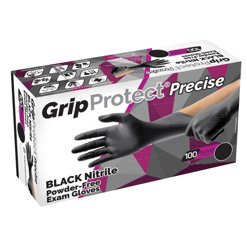 GripProtect Precise BLACK Nitrile Powder-Free Exam Gloves