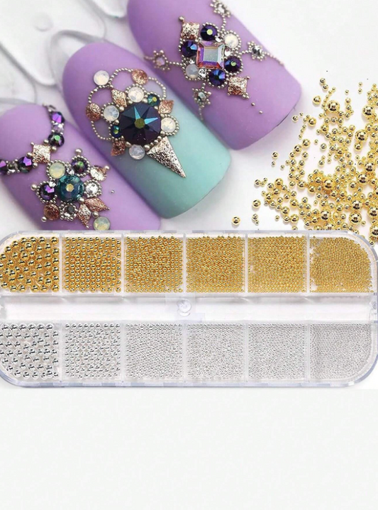 12-Grids Nail Beads With 1pc Magnet Picker Tool