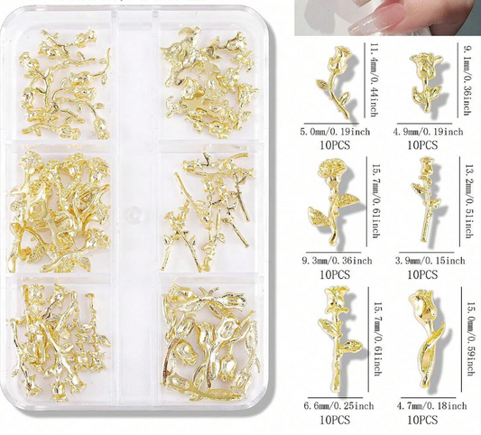 60pcs Alloy Tulip Nail Art Decoration