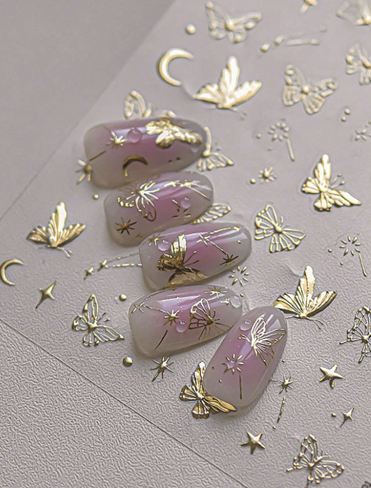 1 Sheet 5D Luxury Gold Butterfly Nail Art Stickers