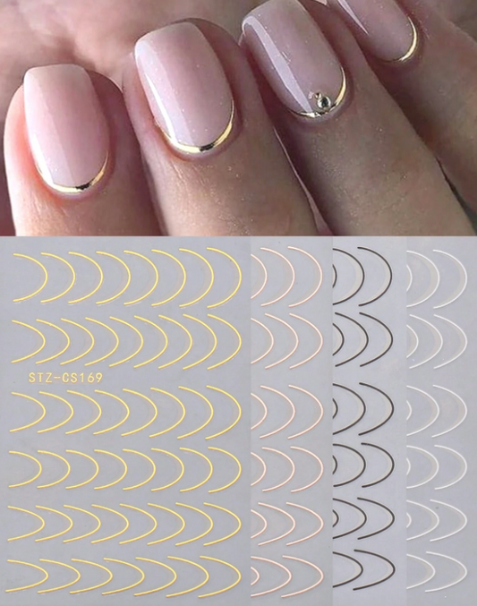4pcs French Manicure Strip Nail Stickers