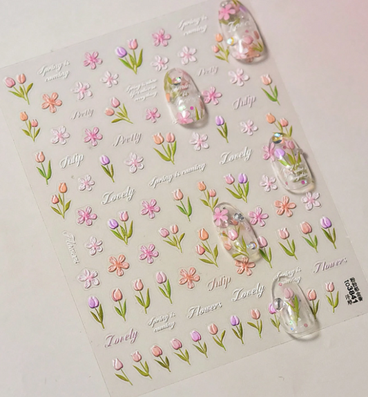 5D Tulips Nail Art Stickers