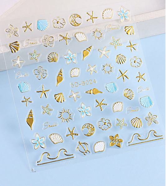 1pc Summer Ocean 5D Nail Sticker
