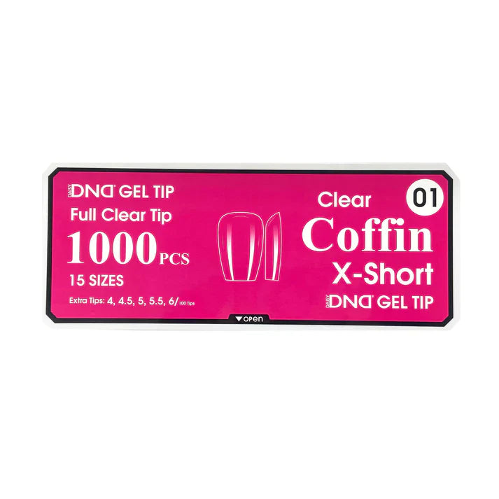 DND Clear Gel Tips 1000pc - #01 X-Short Coffin