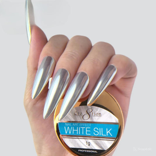 Cre8tion White Silk Chrome Nail Art Effect 1g