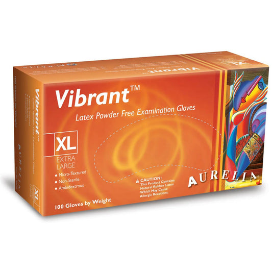 Vibrant Latex Powder Free Exam Gloves